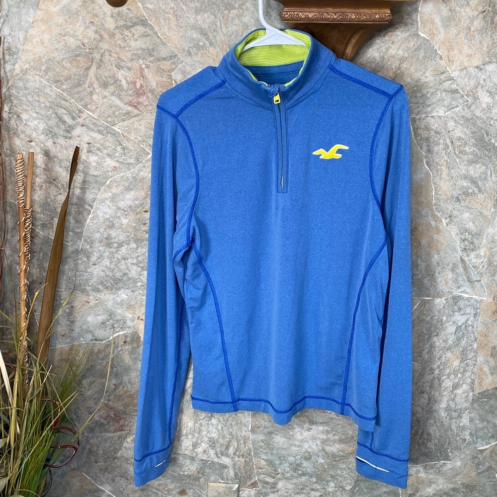 Hollister Blue and Lime Quarter-Zip Pullover shirt jogger